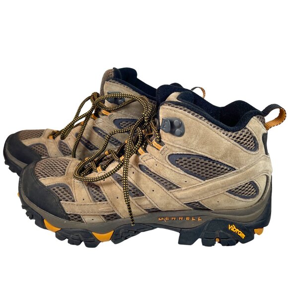 Merrell Moab Mid Waterproof Hiking Boots Men\'s 8 Vibram Trail Brown main image 4
